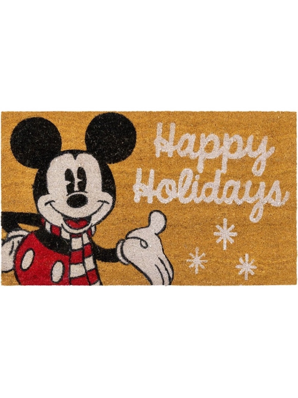 DISNEY Mickey Mouse Happy Holidays Large Coir Door Mat 20 x 34 NEW NWT